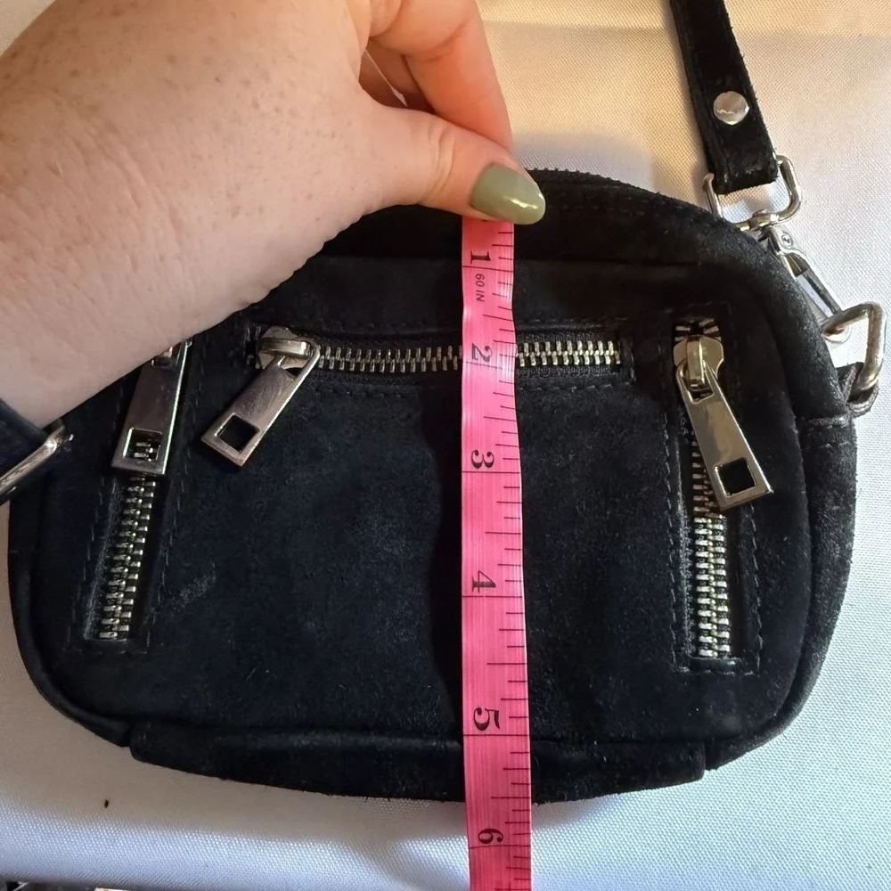 Nunoo Urban Outfitters Women's Black Crossbody Bag Suede Leather Handbag Purse